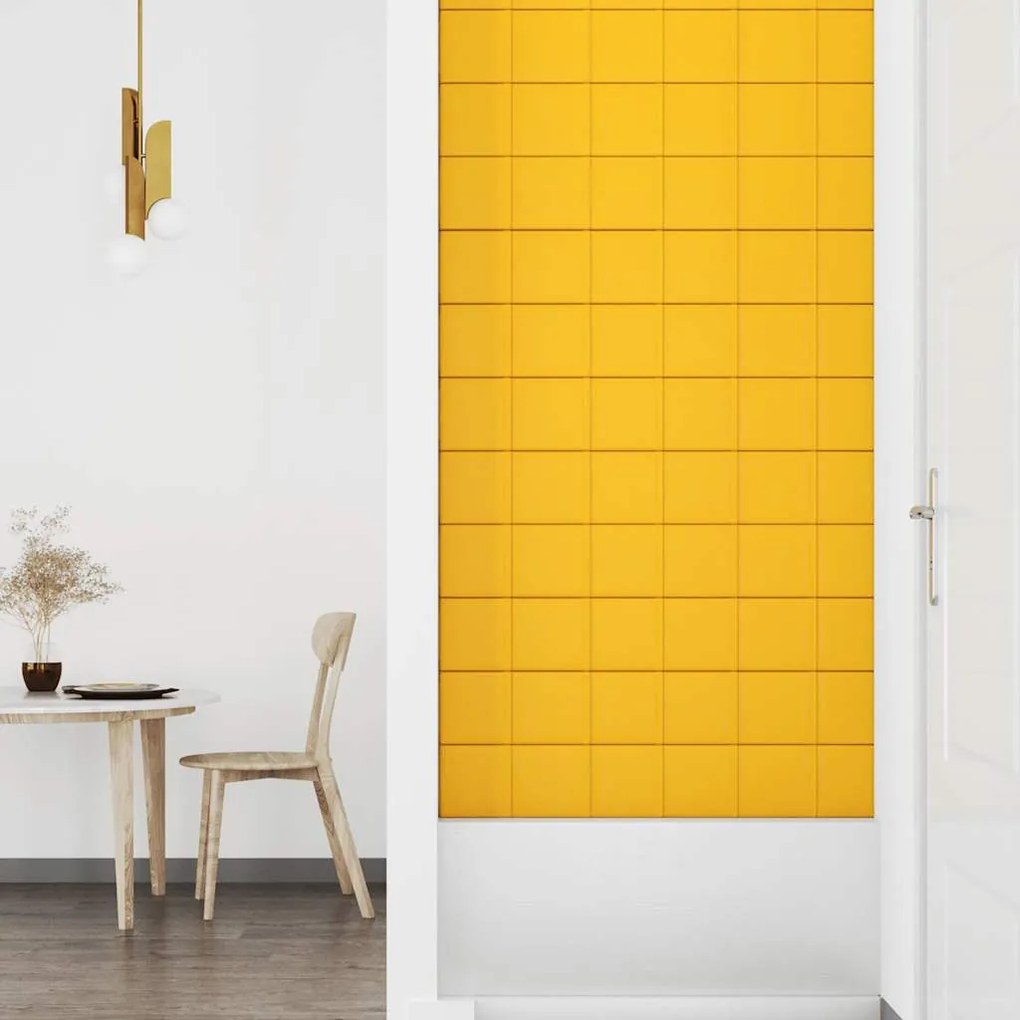 vidaXL Πάνελ Τοίχου 12 τεμ. Κίτρινο 90x15 εκ. 1,62 μ² Βελούδινα