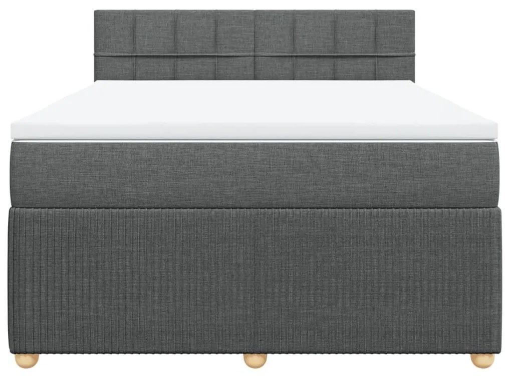 Κρεβάτι Boxspring με Στρώμα Σκούρο Γκρι 140x200 εκ Υφασμάτινο - Γκρι