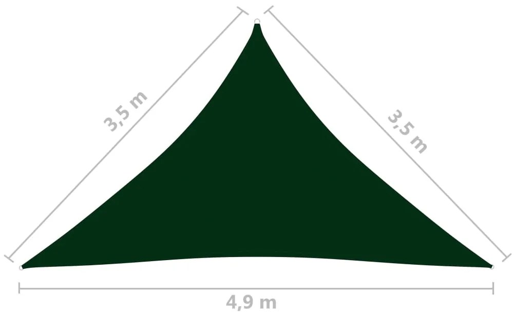 vidaXL Πανί Σκίασης Τρίγωνο Σκ. Πράσινο 3,5x3,5x4,9 μ. Ύφασμα Oxford