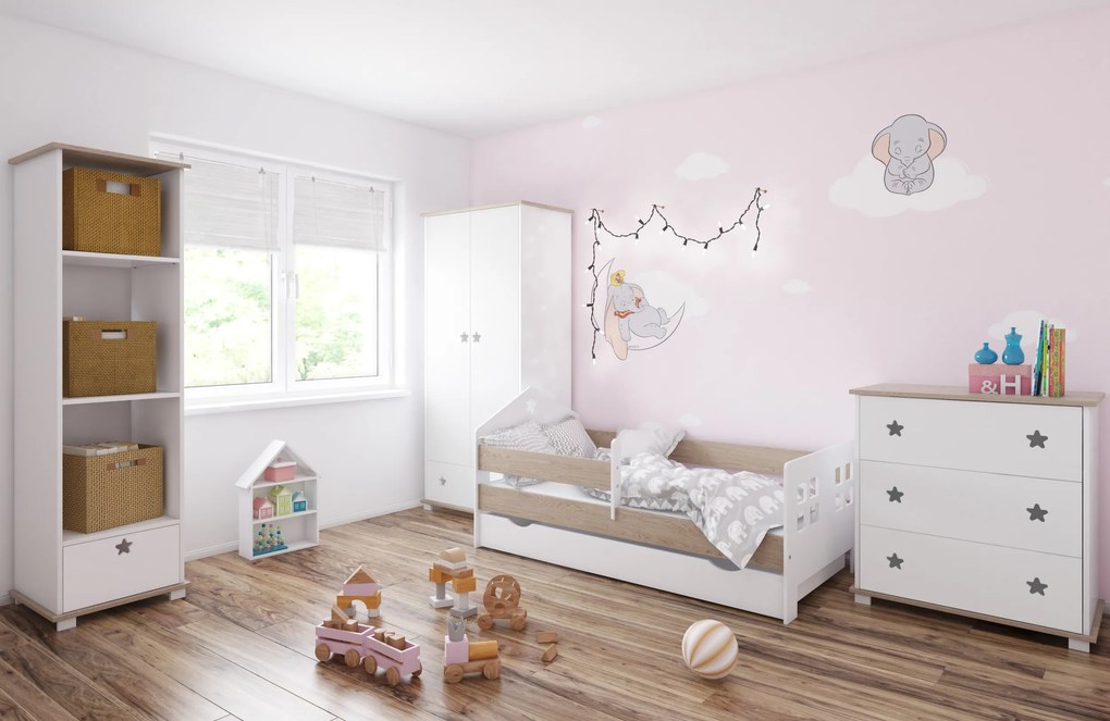 Ντουλάπα  2φυλλη  Stars White + Oak  83x48x183cm  BC30042 BabyCute