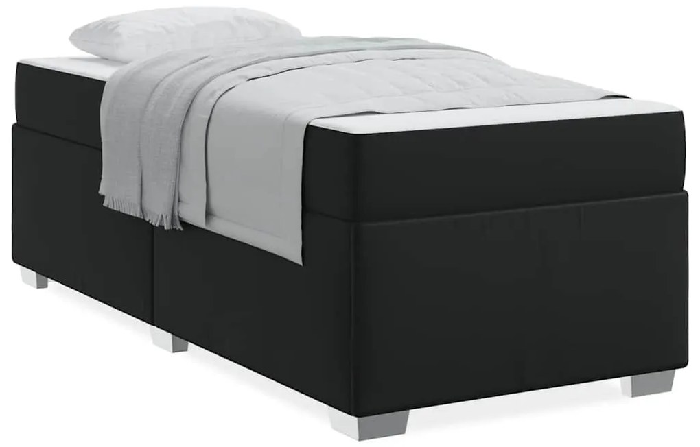 vidaXL Σκελετός Κρεβατιού Μαύρο 90 x 190 cm Τεχνητό δέρμα