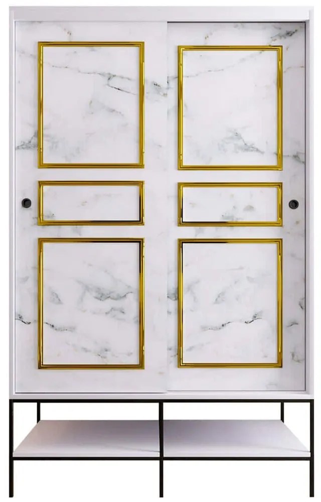 Ντουλάπα Δίφυλλη Martin 801CMY3443 120x57x200cm Marble Effect White-Gold Δίφυλλη