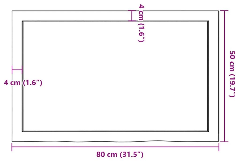 Πάγκος Μπάνιου Αν. Καφέ 80x50x(2-6) εκ. Επεξεργ. Μασίφ Ξύλο - Καφέ