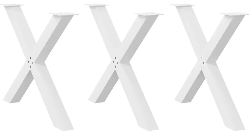 vidaXL Πόδια Τραπεζαρίας σε Σχήμα Χ 3 τεμ. Λευκά 90x(72-73) εκ. Ατσάλι