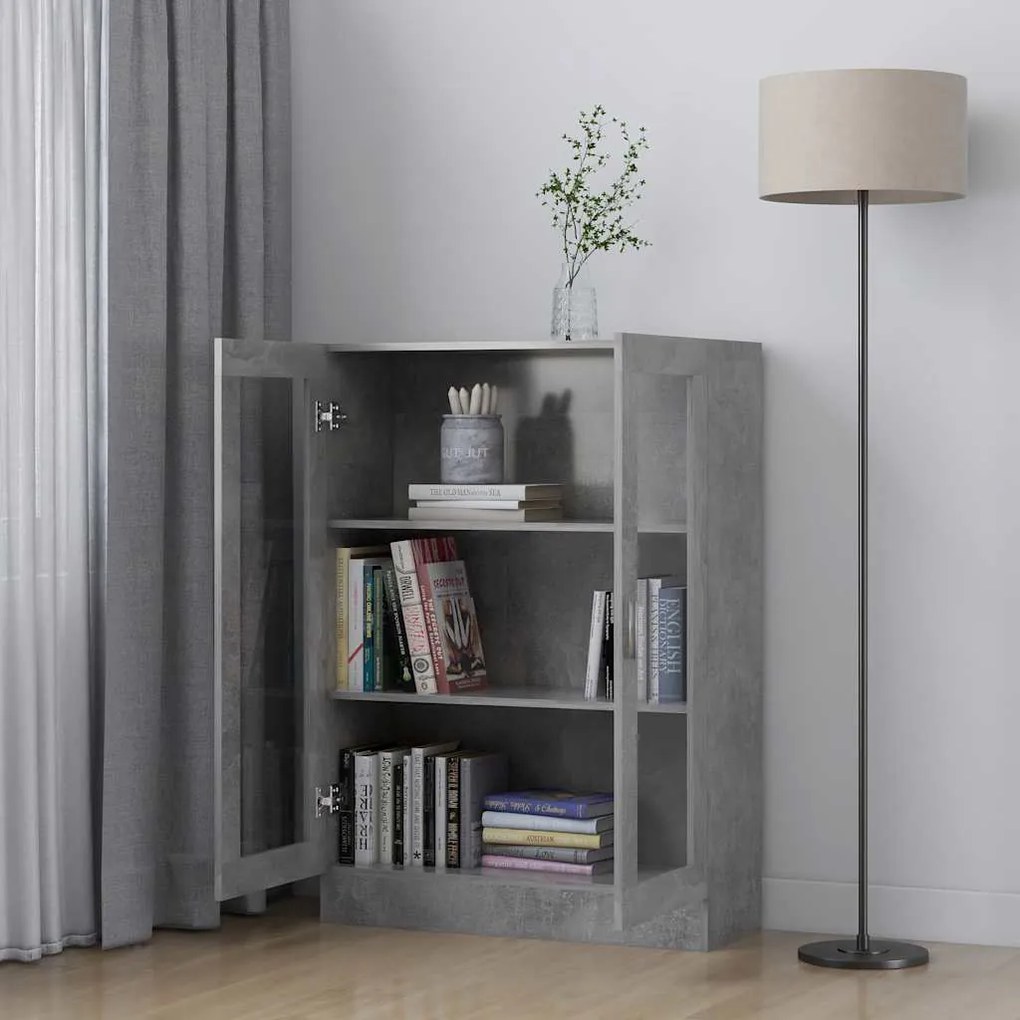 vidaXL Βιτρίνα Γκρι του Σκυροδέματος 82,5 x 30,5 x 115 εκ. Επεξ. Ξύλο