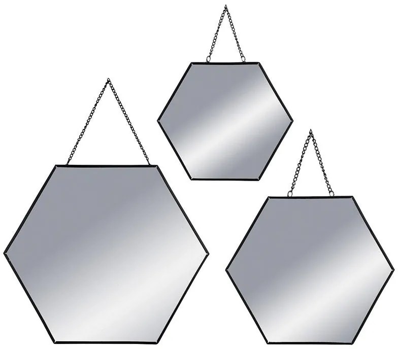 Σετ Καθρέπτες PWD-0109 μεταλλo μαύρο 3τμχ 19.8x0.5x1.5 εκ.