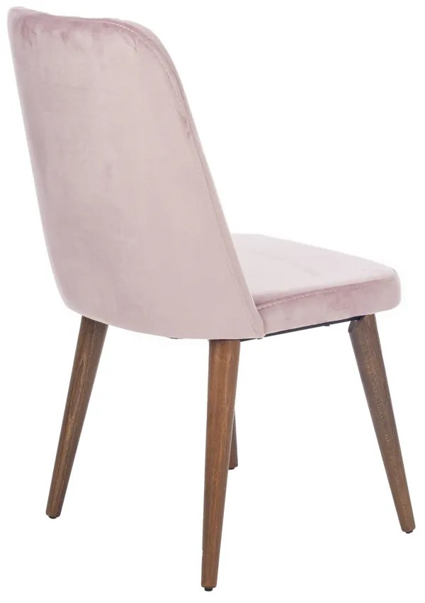 Artekko Lizbon Καρέκλα με Ξύλινο Καφέ Σκελετό και Ροζ Βελούδο (48x60x92)cm