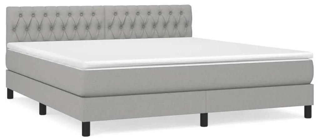 vidaXL Κρεβάτι Boxspring με Στρώμα Ανοιχτό Γκρι 180x200 εκ. Υφασμάτινο