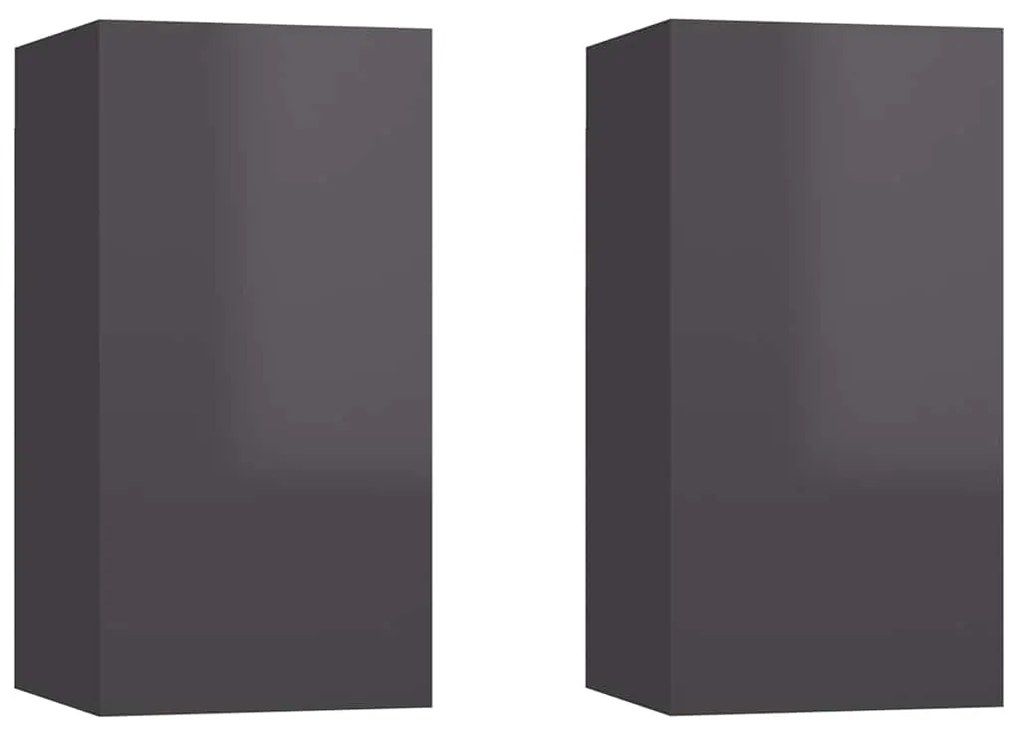 vidaXL Έπιπλα Τηλεόρασης 2 τεμ. Γυαλ. Γκρι 30,5x30x60 εκ. Επεξ. Ξύλο