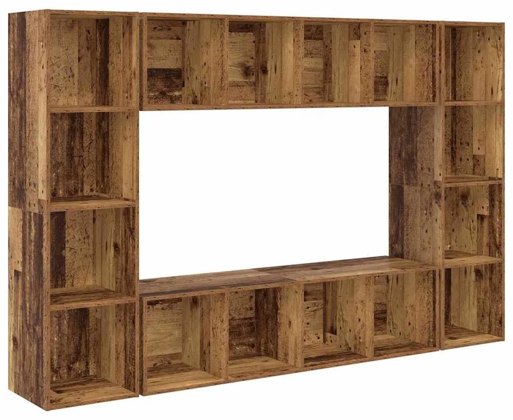 vidaXL Σετ επίπλου τηλεόρασης Επιτοίχιο 4 pcs Καφέ 37 x 37 x 142,5 εκ