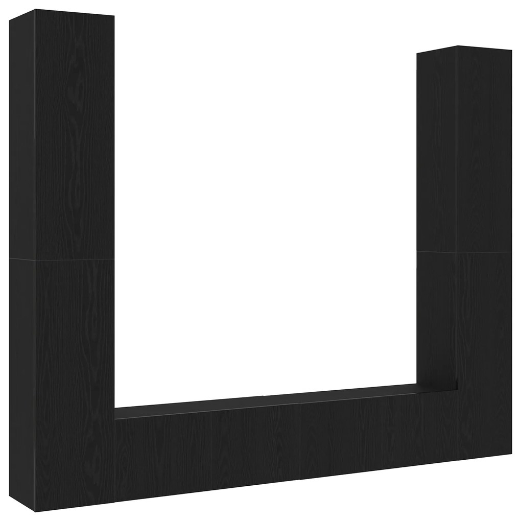 vidaXL Ντουλάπι TV 6 pcs Μαύρο 80 x 30 x 30 εκ Επεξεργασμένο ξύλο