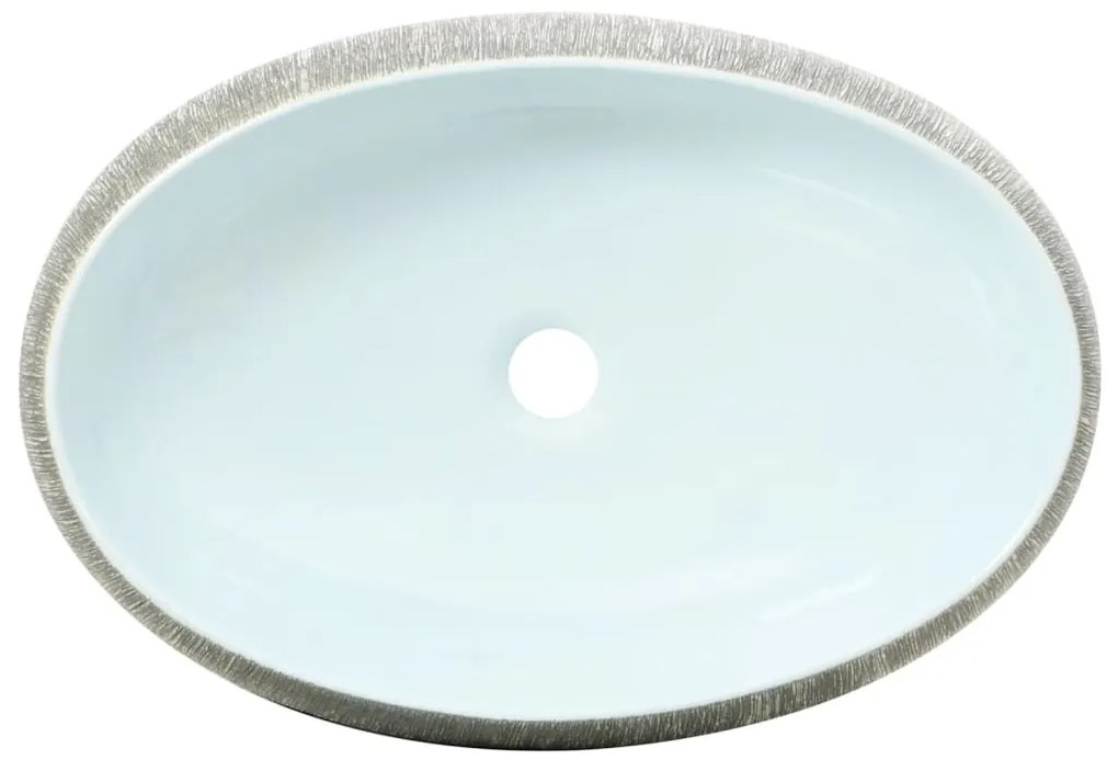 vidaXL Νιπτήρας Οβάλ Γκρι και Μπλε 59 x 40 x 15 εκ. Κεραμικός