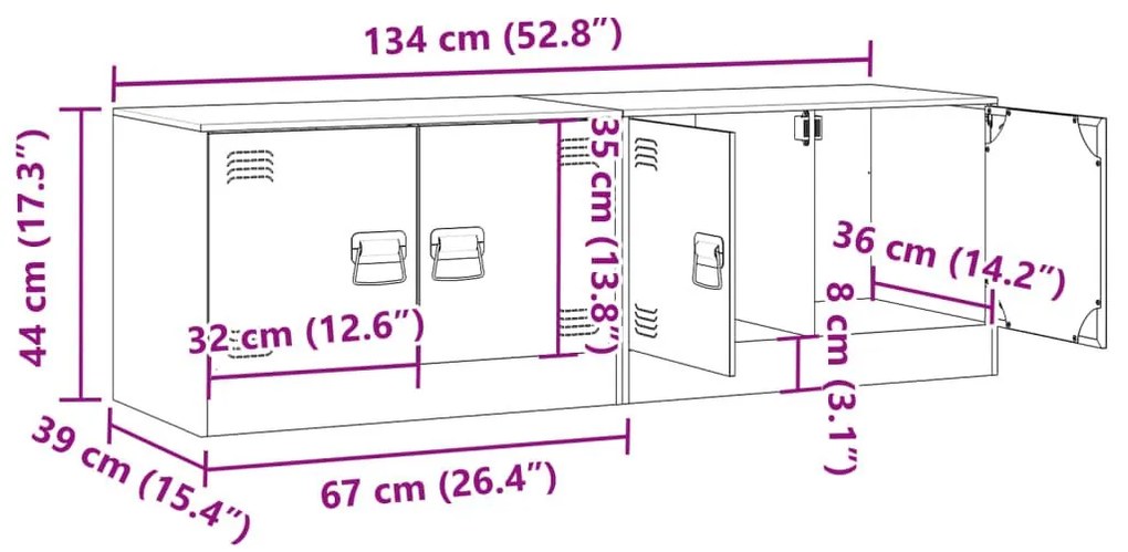 Έπιπλα Τηλεόρασης 2 τεμ. Ροζ 67 x 39 x 44 εκ. από Χάλυβα - Ροζ