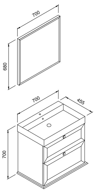 Πάγκος STELLA Λευκό MDF 18mm Λάκα 70 S3BSTE070WM 70x45.5x70cm