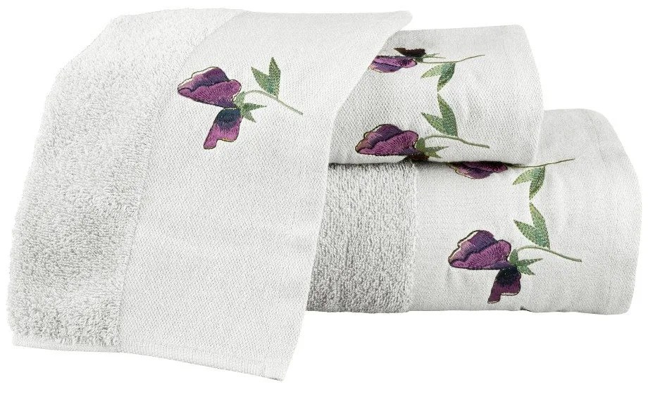 Borea Πετσέτες Σετ 3ΤΜΧ Sweet Pea 70 x 140 / 50 x 90 / 30 x 50 cm Δαμασκηνί