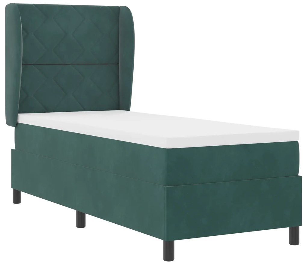 vidaXL Κρεβάτι με ελατήρια Σκούρο πράσινο 80 x 200 cm Βελούδο