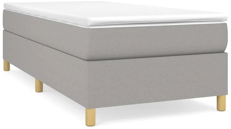 vidaXL Κρεβάτι Boxspring με Στρώμα Ανοιχτό Γκρι 90x200 εκ. Υφασμάτινο