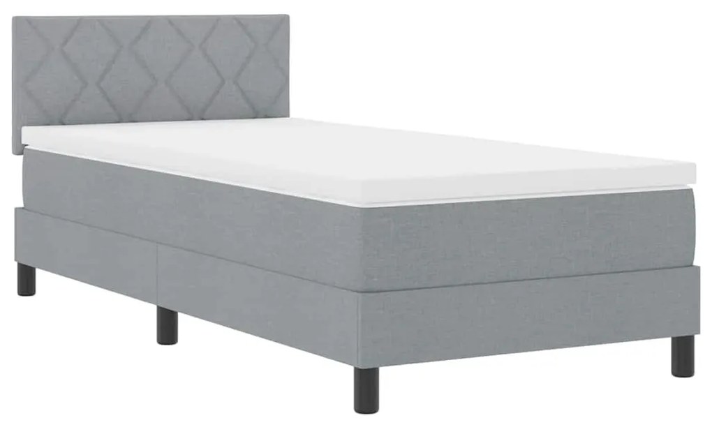 vidaXL Κρεβάτι box spring με στρώμα Ανοιχτό γκρι 90 x 190 cm ύφασμα