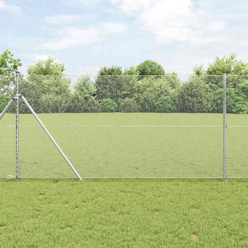 vidaXL Εξαγωνικός φράχτης Ασημί 1.4 x 50 m Γαλβανισμένος χάλυβας