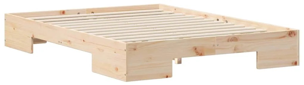 vidaXL Κρεβάτι δαπέδου Καφέ 140 x 190 cm Μασίφ ξύλο πεύκου