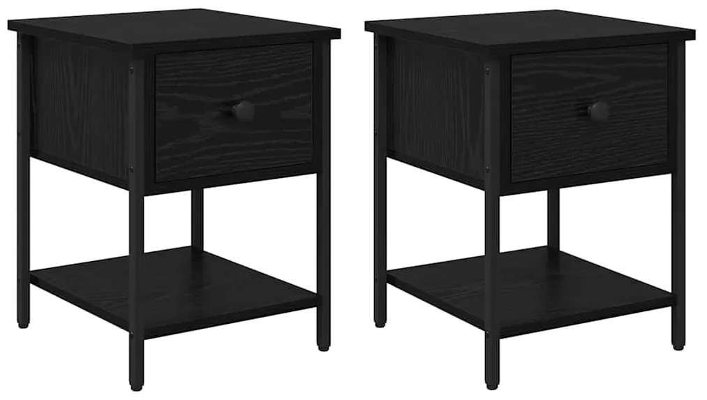 vidaXL Κομοδίνο 2 pcs Μαύρη Οξυά 34 x 35,5 x 45 εκ Επεξεργασμένο ξύλο