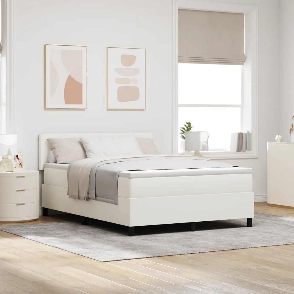 vidaXL Κρεβάτι Box Spring με Στρώμα Κρέμα 160x200 cm Ύφασμα βελούδου