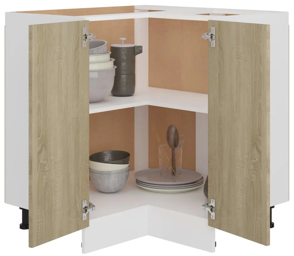vidaXL Ντουλάπι Δαπέδου Γωνιακό Lyon Sonoma Δρυς 75,5x75,5x81,5 εκ.