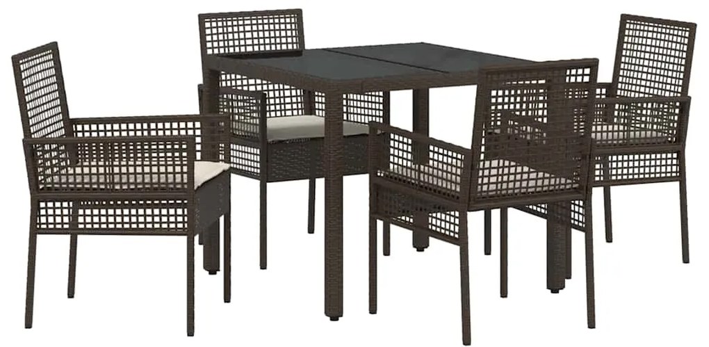 vidaXL Σέτ φαγητού για κήπο 5 pcs Καφέ Πολυ ράταν