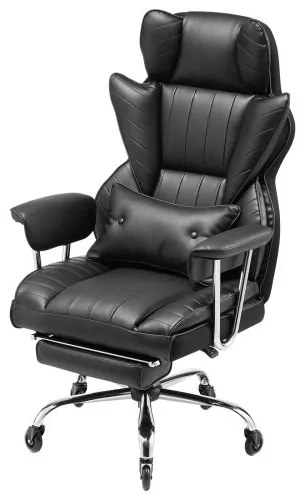 VEVOR Executive Office Chair High Back Chair Footrest &amp; Removable Armrests Black