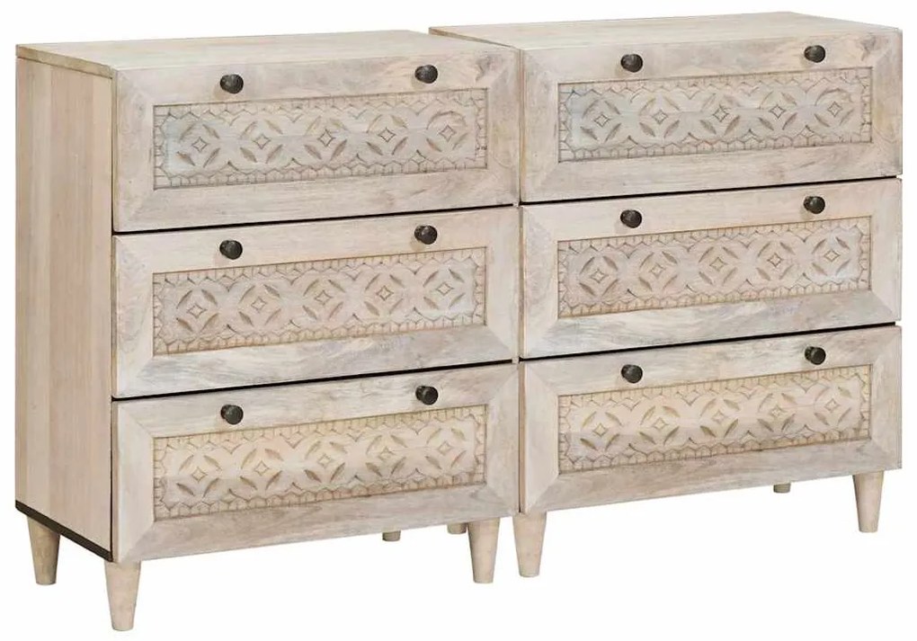 vidaXL Πλαϊνό γραφείο 2 pcs Λευκό 60 x 33 x 75 cm Μασίφ ξύλο μάνγκο