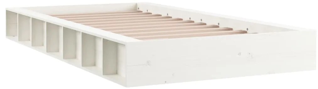 vidaXL Πλαίσιο Κρεβατιού Λευκό 75x190 εκ. Μασίφ Ξύλο Small Single