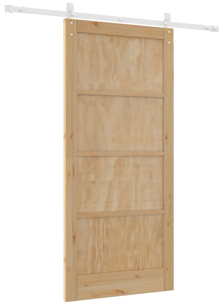 vidaXL Συρόμενη Πόρτα με Σετ Υλικών 93x202 εκ. Μασίφ Ξύλου Πεύκου