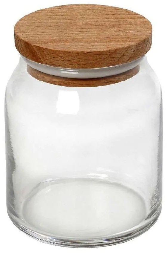 Βάζο Με Καπάκι KOP102K6 610ml 10x10x11cm Natural Espiel Wood, Glass
