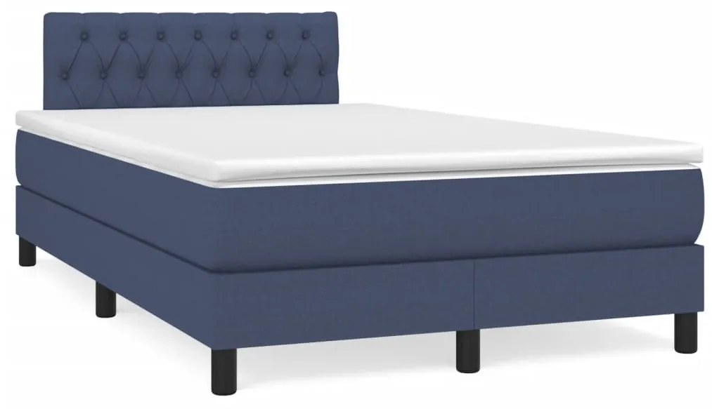 vidaXL Κρεβάτι Boxspring με Στρώμα Μπλε 120x200 εκ. Υφασμάτινο