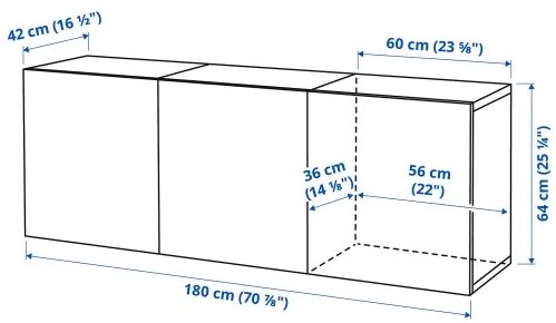 BESTÅ σύνθεση ντουλαπιών τοίχου, 180x42x64 cm 594.124.81