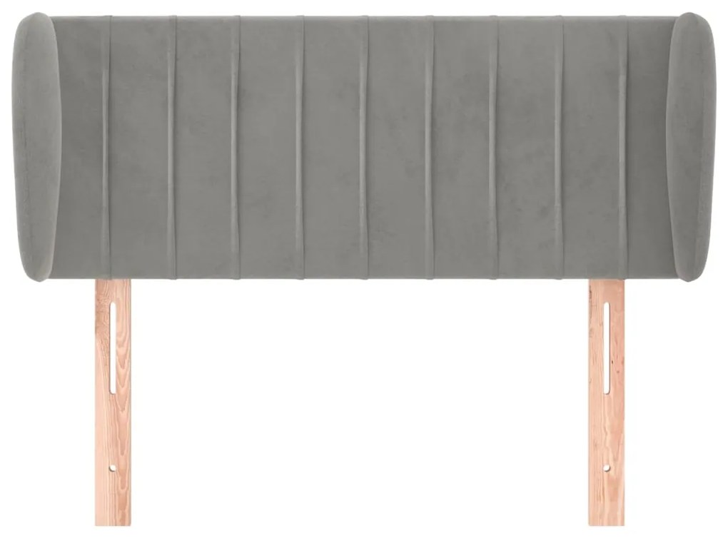 vidaXL Κεφαλάρι με Πτερύγια Ανοιχτό Γκρι 93x23x78/88 εκ. Βελούδινο