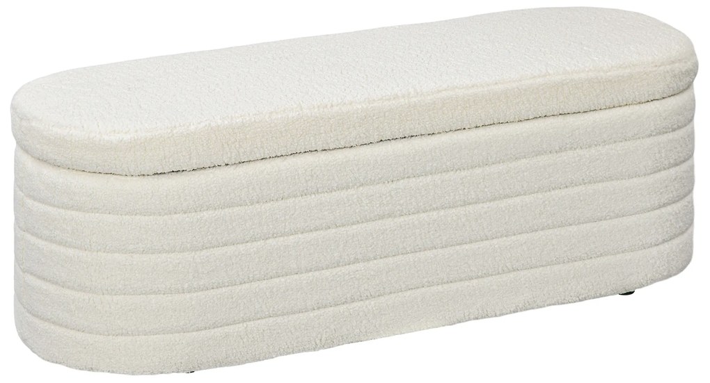HOMCOM Πάγκος κρεβατιού, αποθηκευτικός χώρος, Teddy fleece, 116x41x40,5cm, Κρεμ