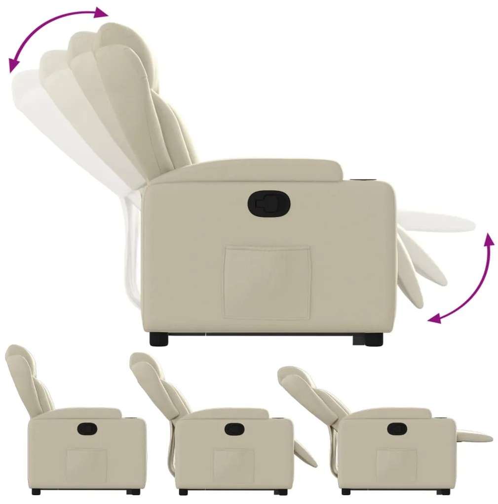 vidaXL Πολυθρόνα Ανακλινόμενη με Ανύψωση Κρεμ από Συνθετικό Δέρμα