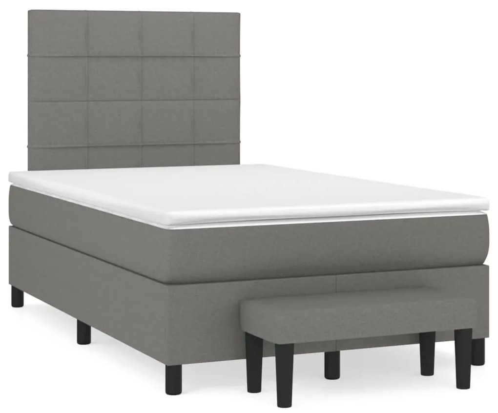 vidaXL Κρεβάτι Boxspring με Στρώμα Σκούρο Γκρι 120x190 εκ Υφασμάτινο