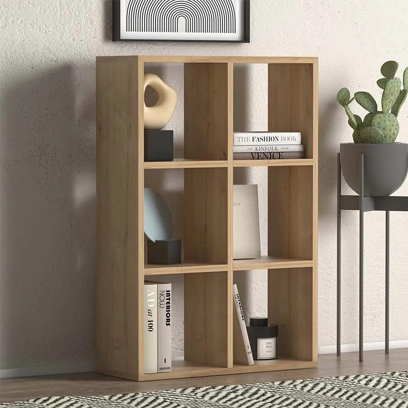 ΒΙΒΛΙΟΘΗΚΗ CUBE MEGAPAP ΑΠΟ ΜΕΛΑΜΙΝΗ ΧΡΩΜΑ OAK 73,5X34X109ΕΚ.