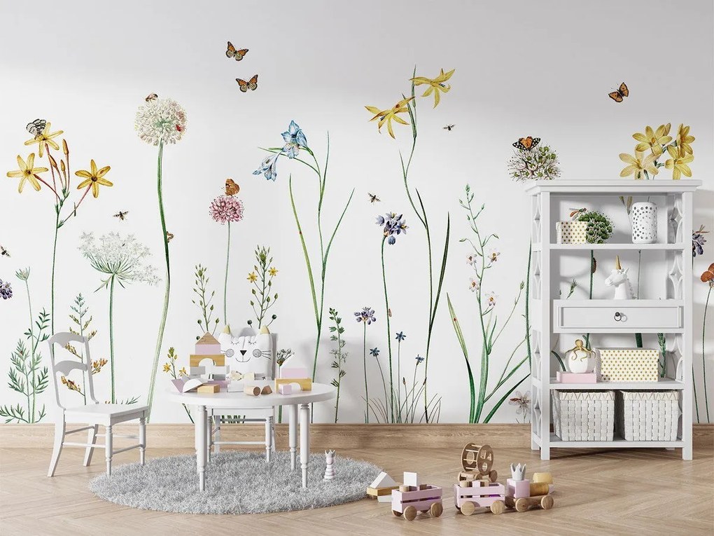 Butterfly Garden Ταπετσαρια Τοιχου Λευκο Επιθυμητη Διασταση