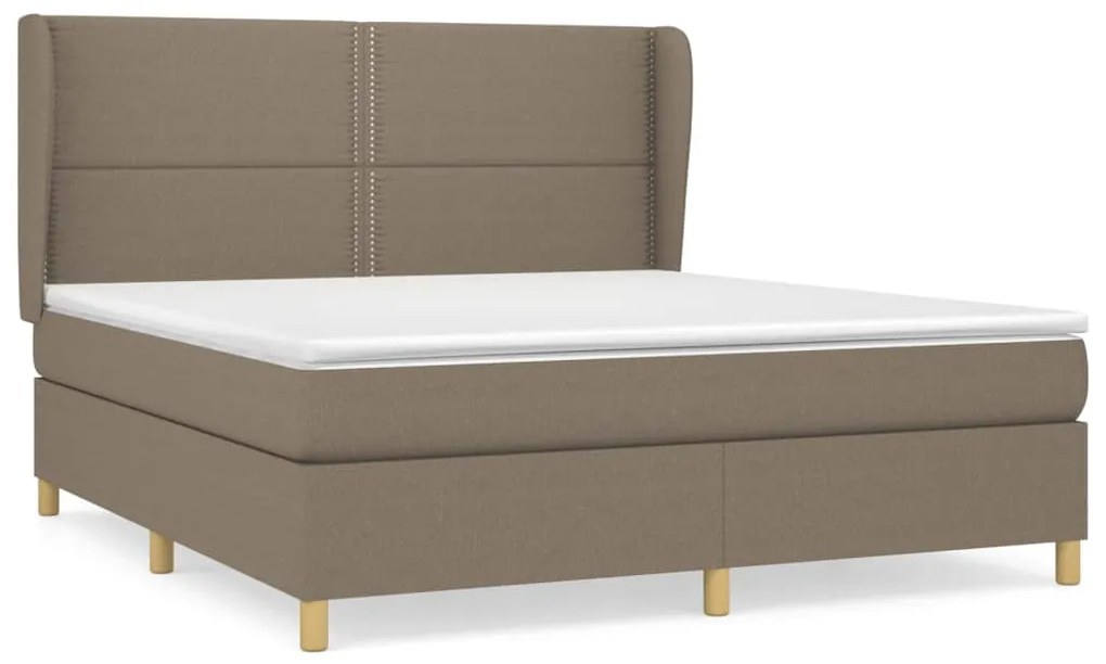 Κρεβάτι Boxspring με Στρώμα Taupe 160x200 εκ. Υφασμάτινο - Μπεζ-Γκρι