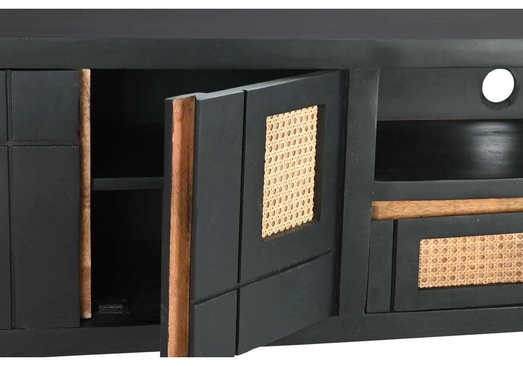 Τηλεόραση DKD Home Decor Μαύρο ρατάν Ξύλο από Μάνγκο (145,5 x 40,5 x 60 cm)