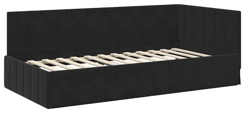 vidaXL Κρεβάτι γωνίας με στρώμα με στρώμα 2 pcs Μαύρο Βελούδο