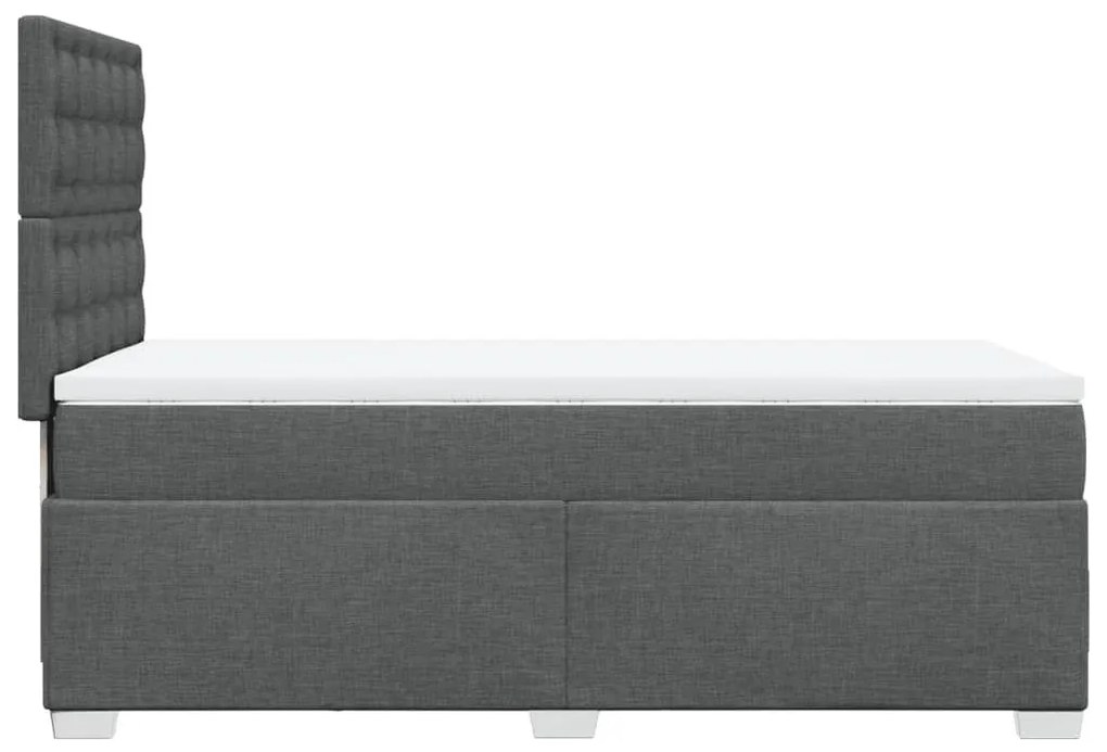 Κρεβάτι Boxspring με Στρώμα Σκούρο Γκρι 90x200 εκ. Υφασμάτινο - Γκρι