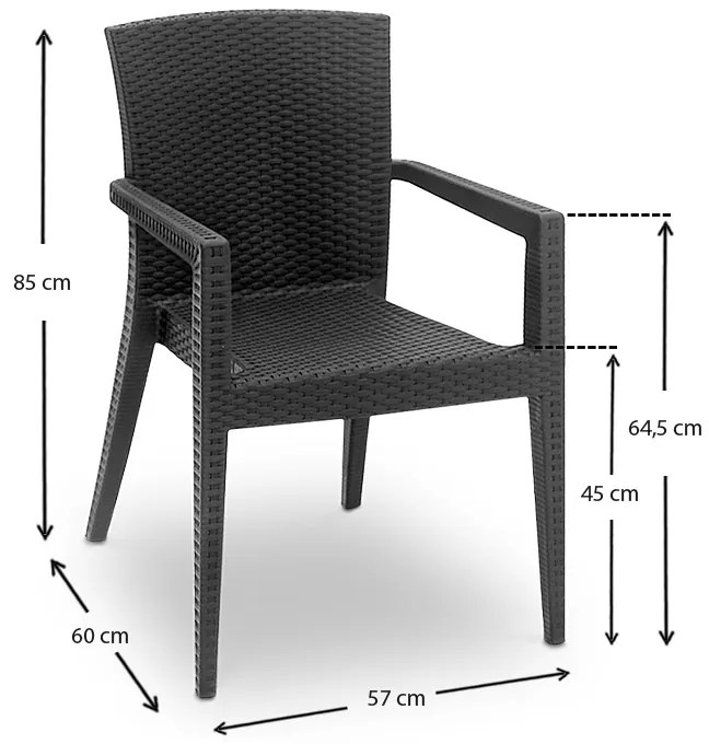 Πολυθρόνα κήπου Bali Megapap από PP χρώμα ανθρακί 57x60x85εκ. - GP015-0008