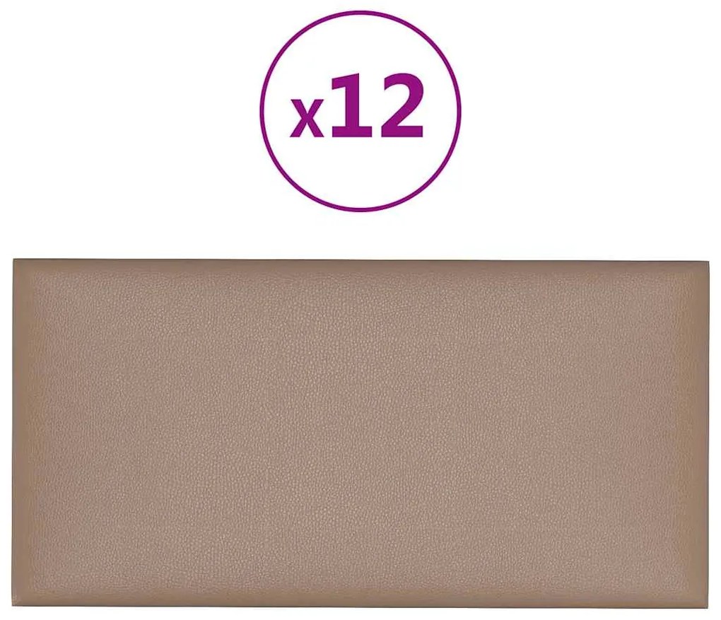 vidaXL Πάνελ Τοίχου 12 τεμ. Καπουτσίνο 30x15 εκ. 0,54 μ² Συνθ. Δέρμα