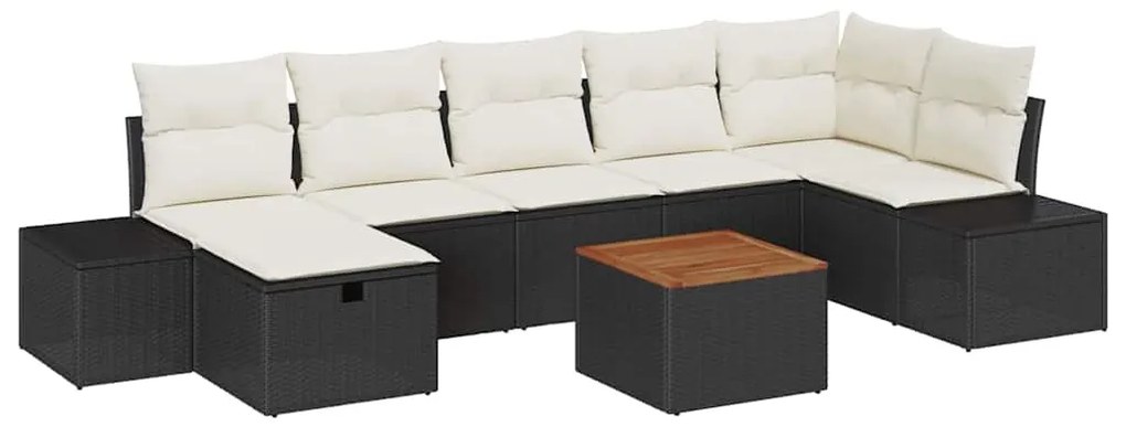 vidaXL Σετ Καναπέ Κήπου με μαξιλάρι 8 pcs Μαύρο Πολυ ράταν