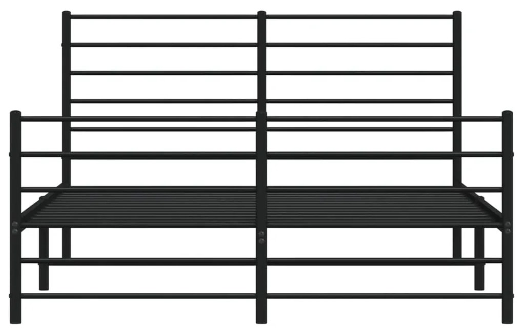 vidaXL Πλαίσιο Κρεβατιού με Κεφαλάρι&Ποδαρικό Μαύρο 150x200εκ. Μέταλλο