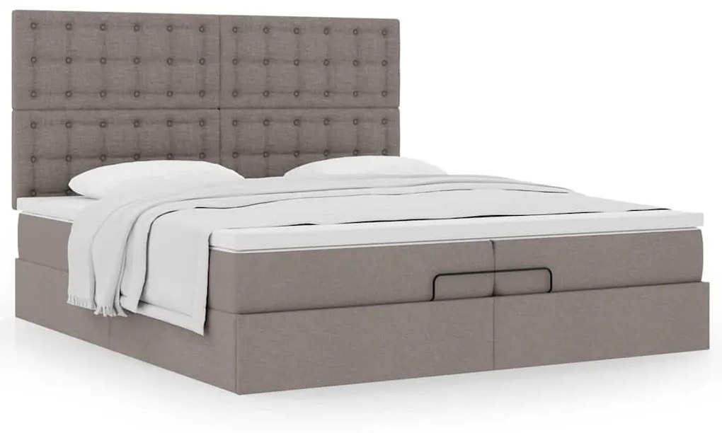 vidaXL Οθωμανικό κρεβάτι με στρώματα Taupe 200x200cm ύφασμα